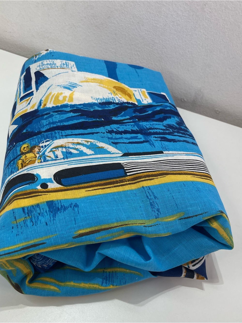 Vintage STAR WARS 70's Fabric Flat Sheet 30517 102x79'' Graphic Print - Picture 7 of 7